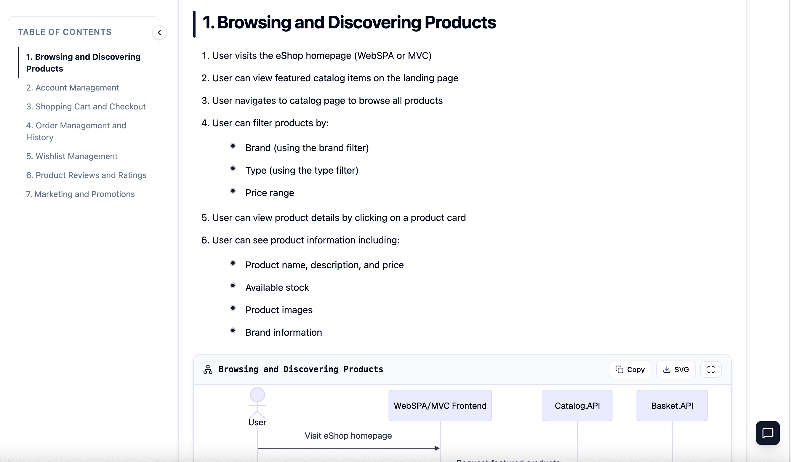User Journeys — journey steps and sequence diagram overview